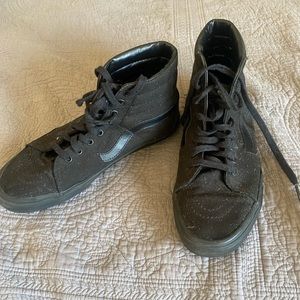 All black vans old skool sk8 high tops🙂